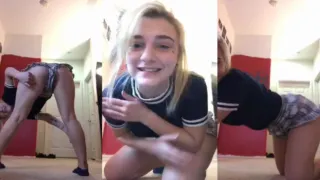 alocada y cachonda se pone en diferentes poses para mostrra sus nalgas